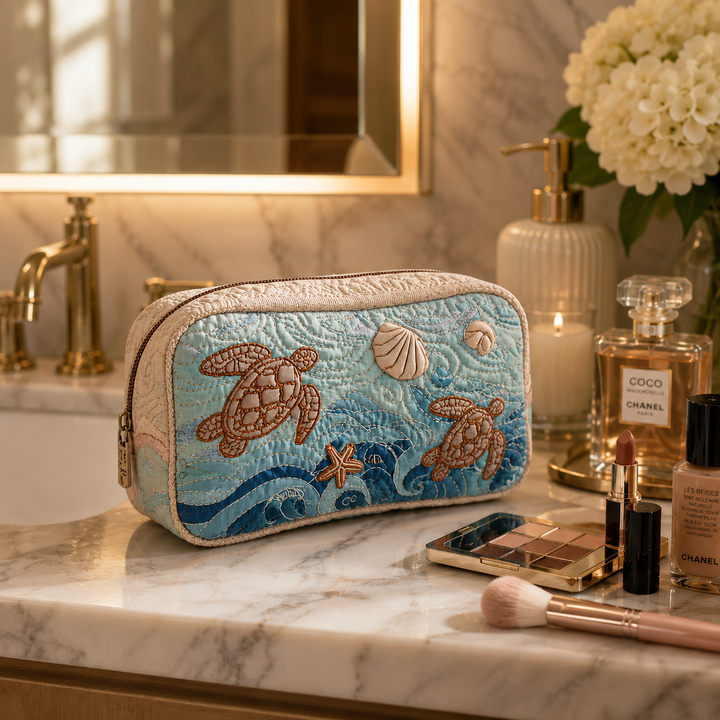 Bolsa de Maquillaje Acolchada de Tortuga Marina