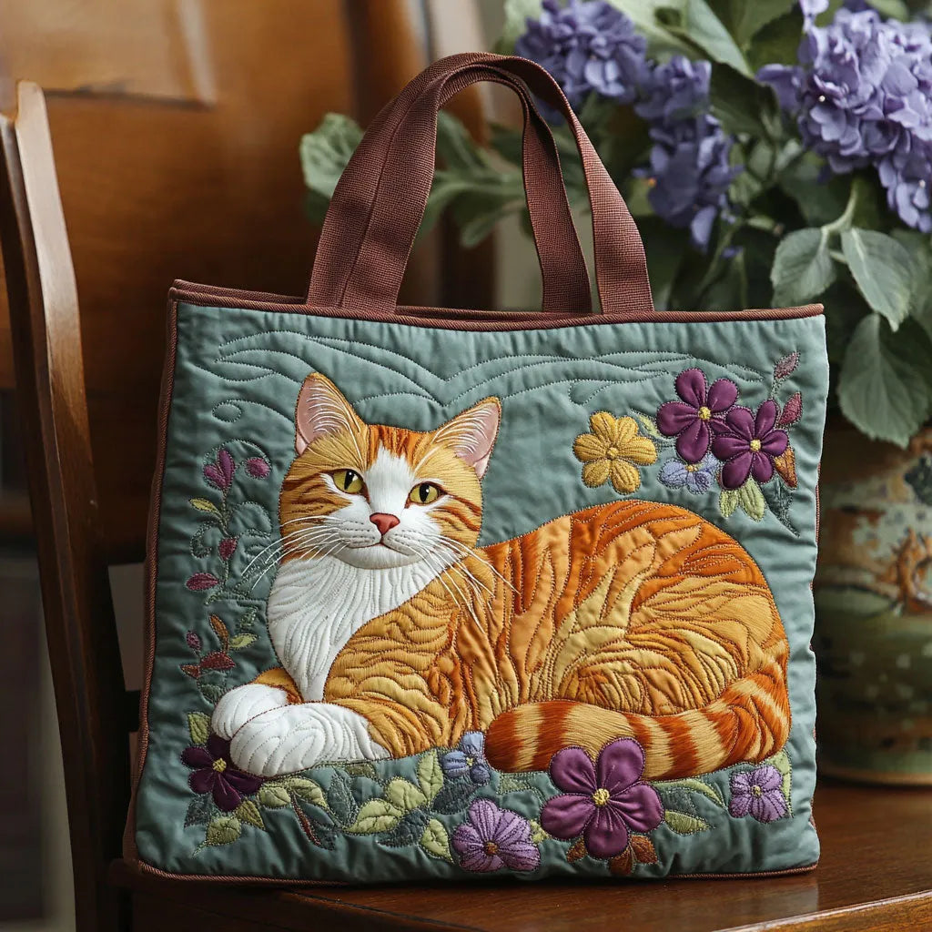 Bolso Tote Acolchado - Gato Jengibre