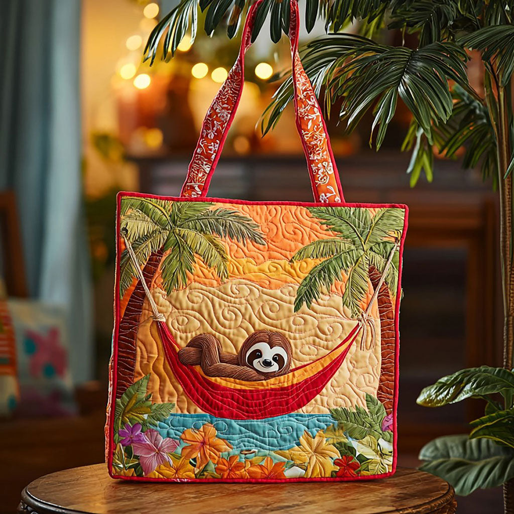 Bolsa Tote Acolchada de Pereza Tropical de Verano