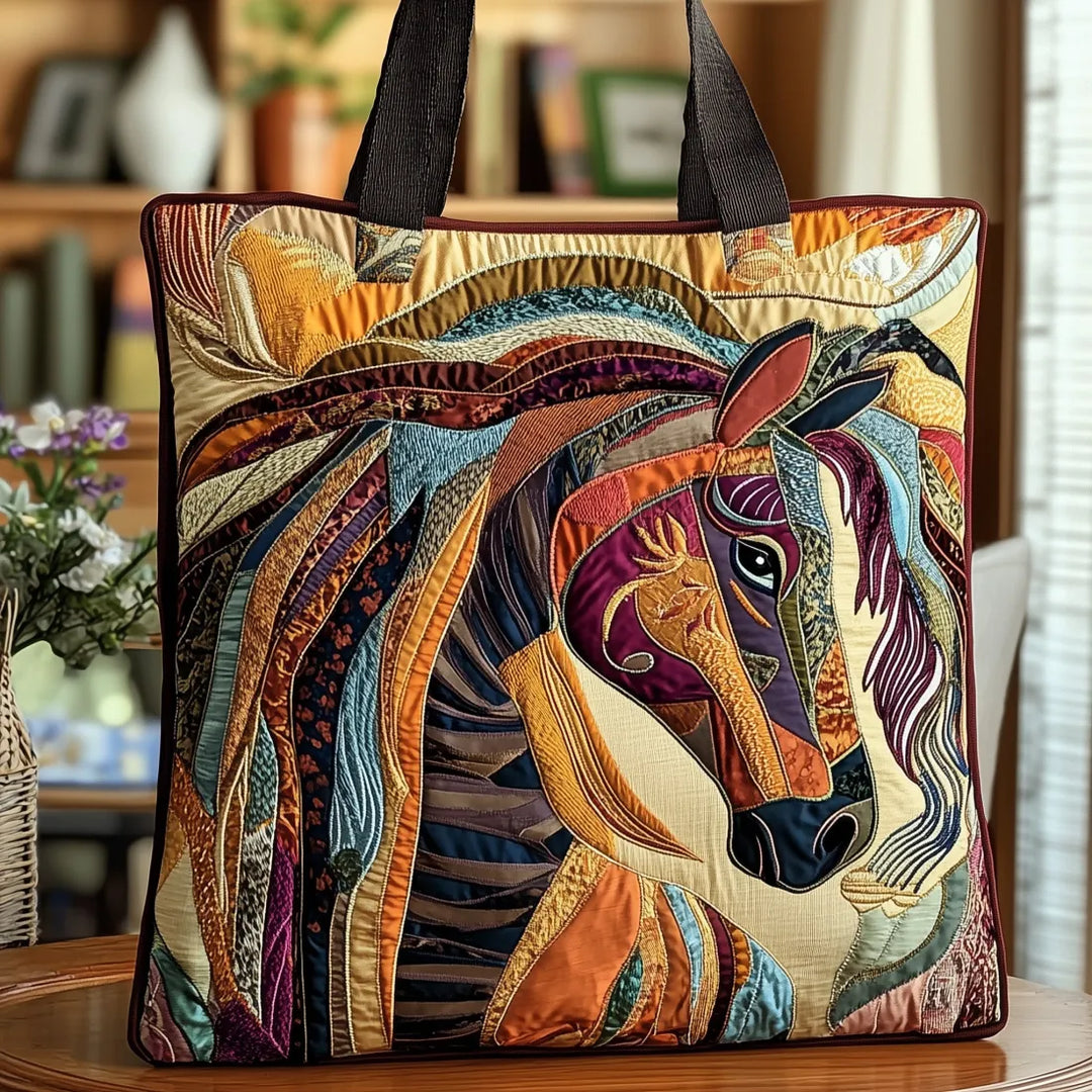 Bolsa Tote Acolchada - Caballo de Mosaico Multicolor