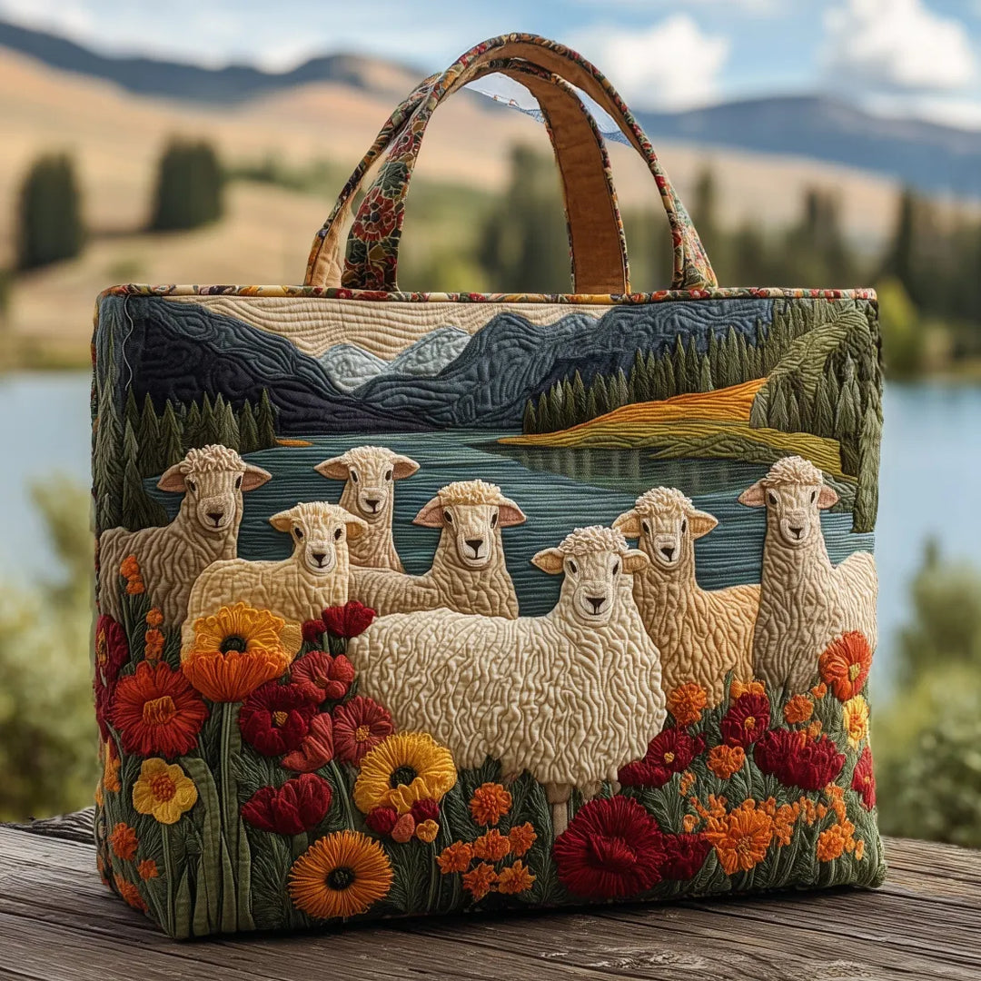 Bolsa Tote Acolchada - Oveja junto al Lago