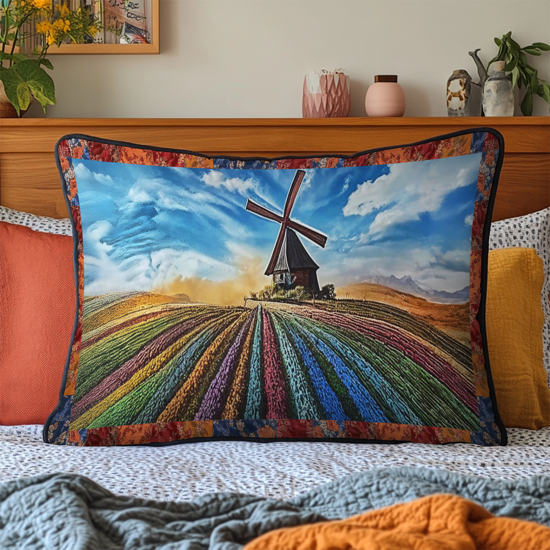 Funda de Almohada de Edredón Acolchado con Tulipanes Coloridos v2