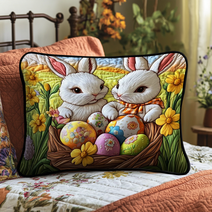 Funda de Almohada de Ropa de Cama Acolchada de Conejo de Pascua