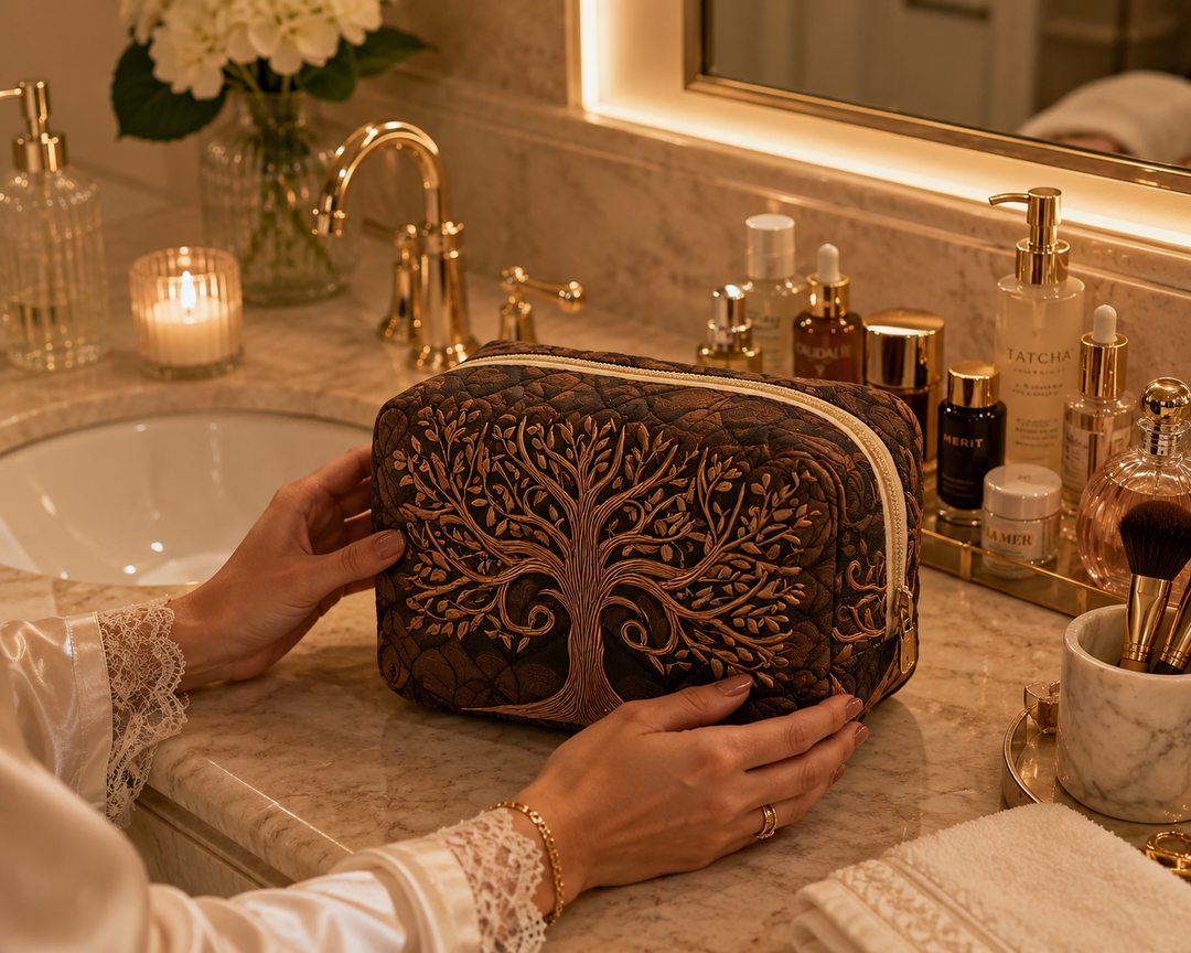 Bolsa de Maquillaje Acolchada Árbol Ancestral