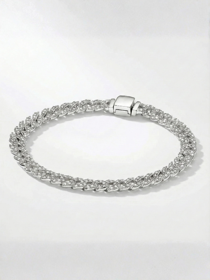 Bracciale cubano con moissanite