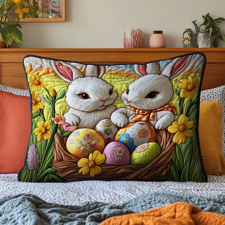 Funda de Almohada de Ropa de Cama Acolchada de Conejo de Pascua