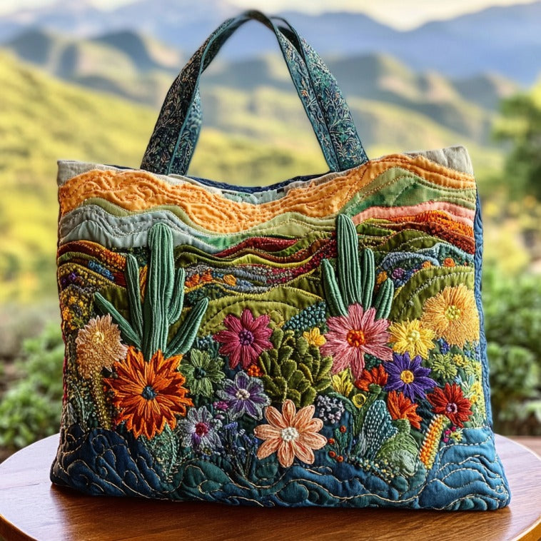Bolso Tote Acolchado de Cactus en Flor