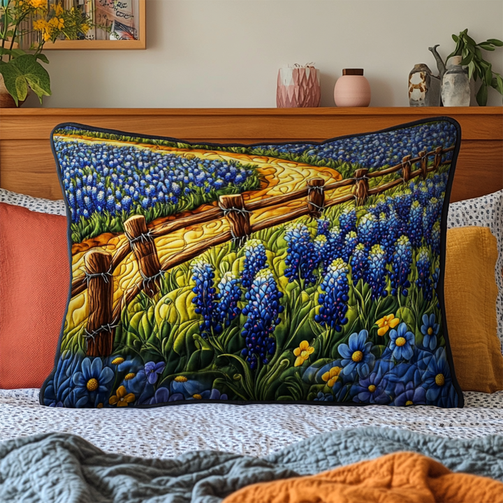 Funda de Almohada de Ropa de Cama Acolchada Bluebonnet Trail