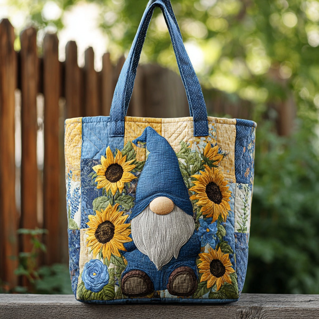Bolsa Tote Acolchada de Gnomo de Girasol