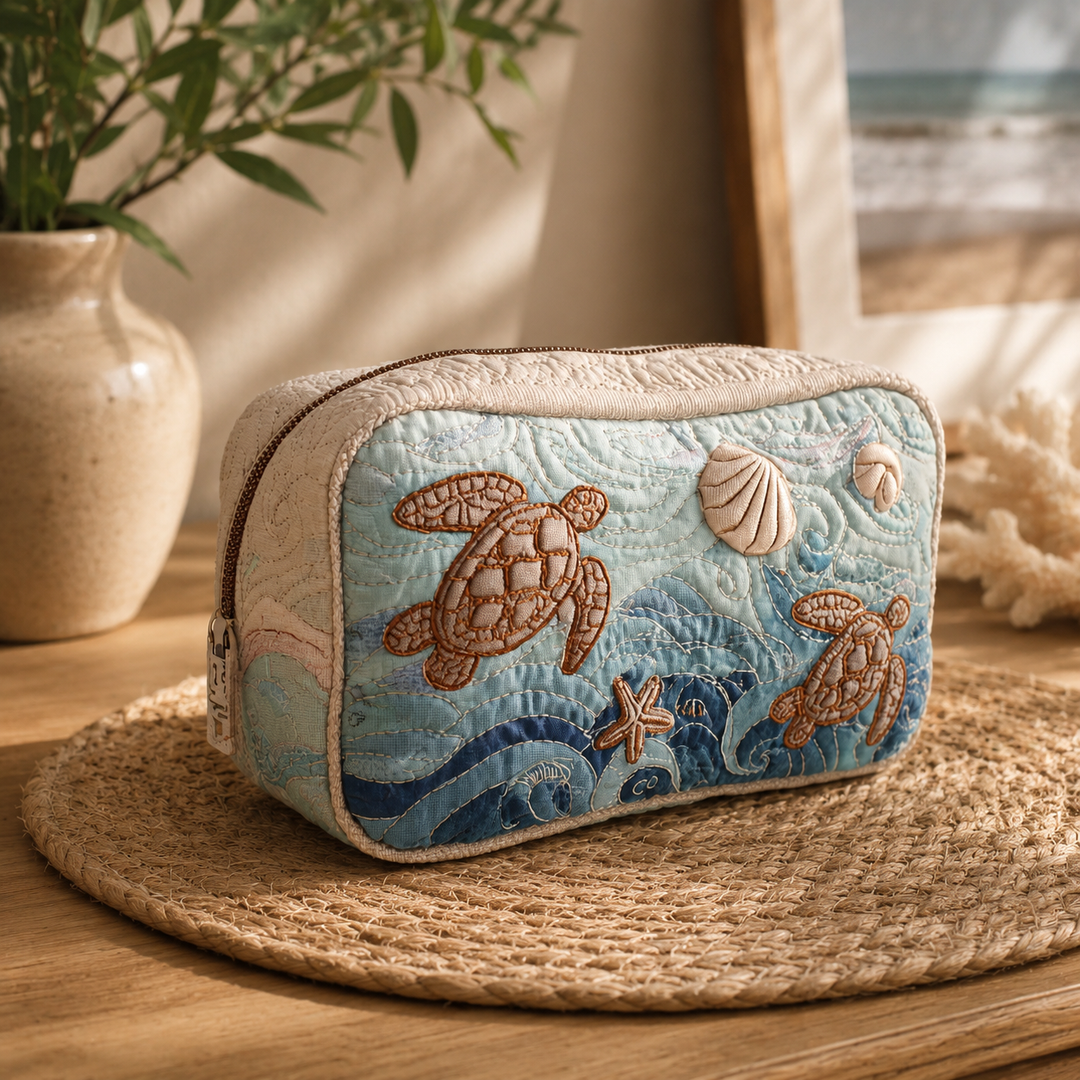 Bolsa de Maquillaje Acolchada de Tortuga Marina