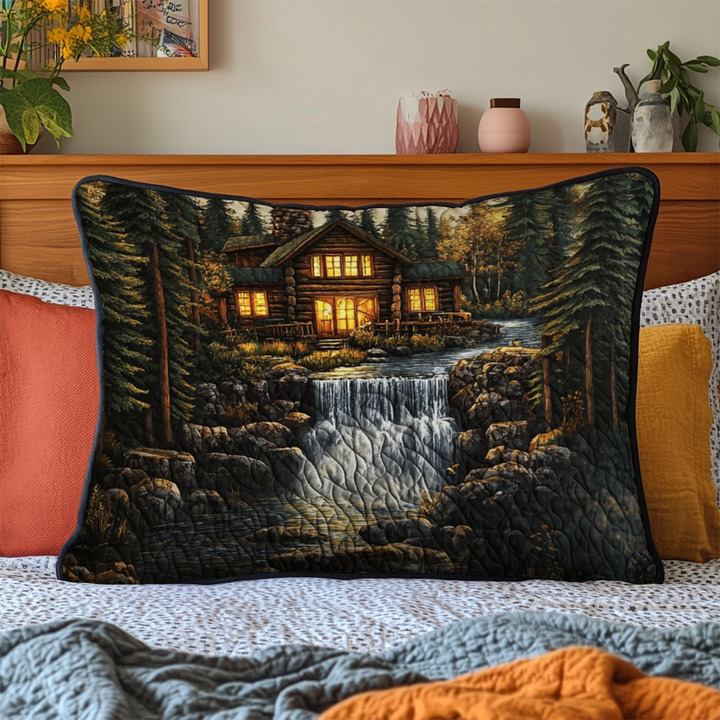 Funda de Almohada de Edredón de Cabaña en el Bosque