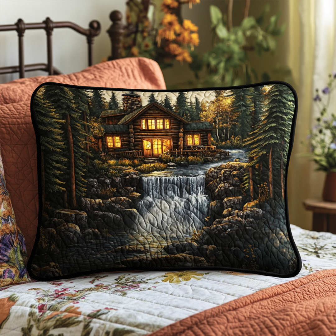 Funda de Almohada de Edredón de Cabaña en el Bosque