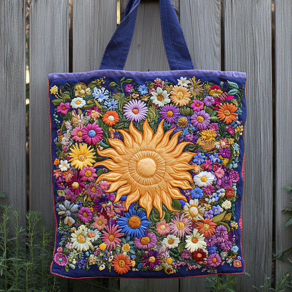 Bolsa Tote Acolchada de Flores Silvestres