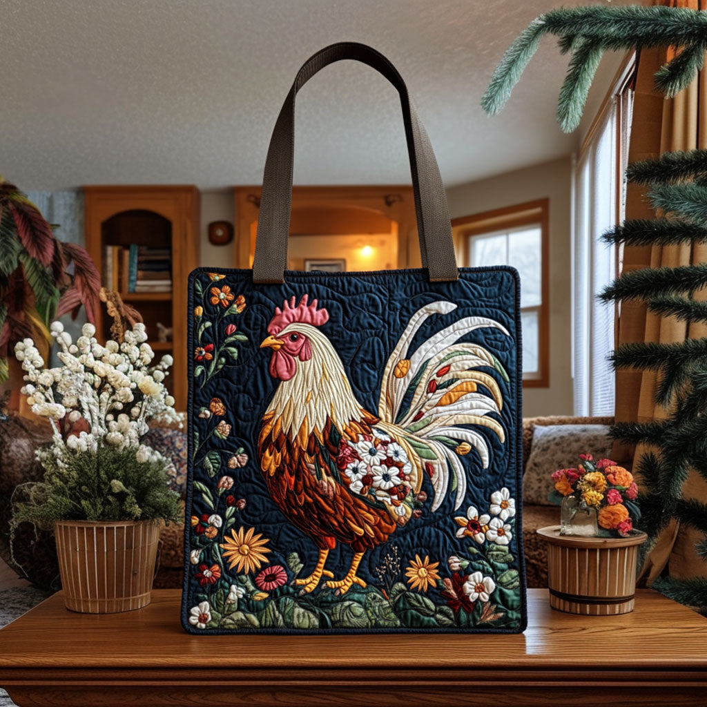 Bolsa Tote Acolchada con Estampado de Gallo