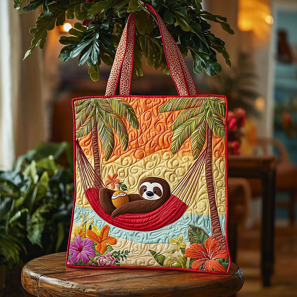 Bolsa Tote Acolchada de Pereza Tropical de Verano
