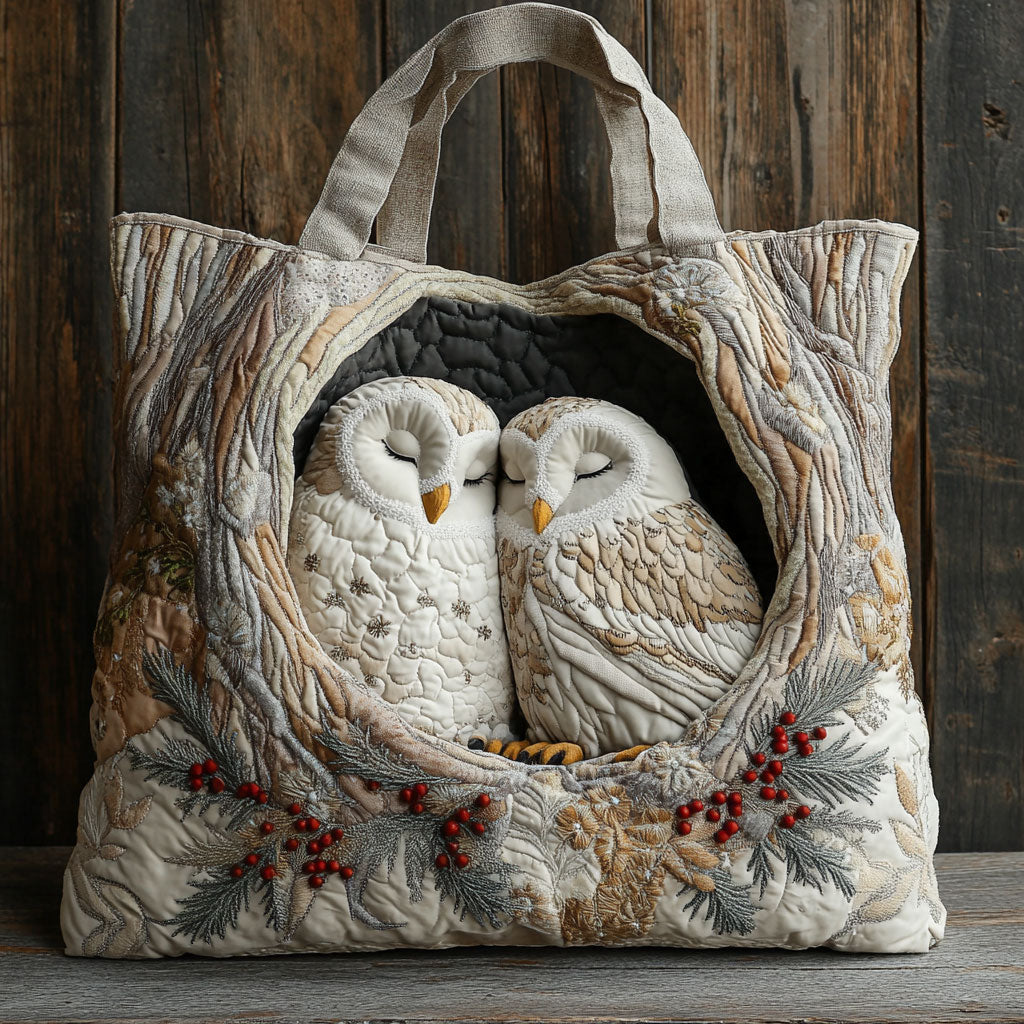 Bolso Tote Acolchado de Búhos del Bosque