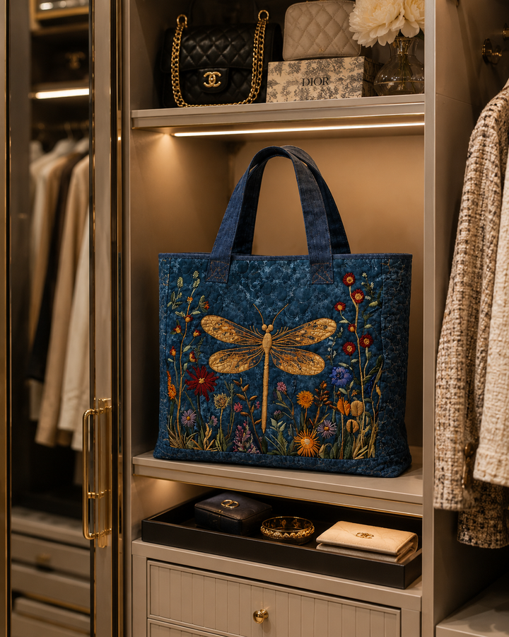 Bolsa Tote Acolchada - Libélula Dorada