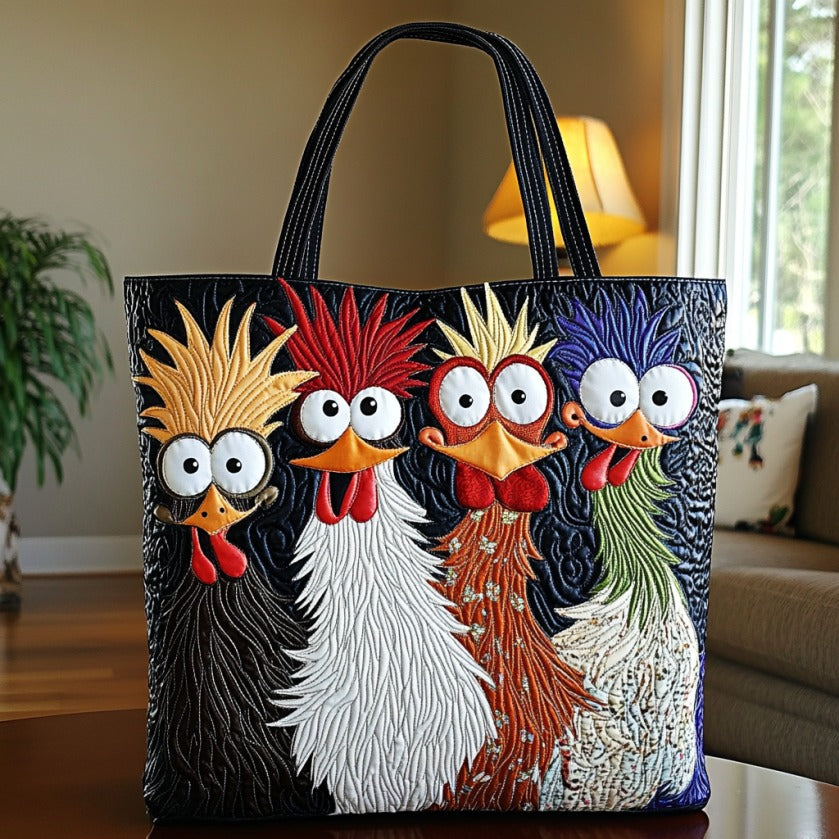 Bolsa Tote Acolchada de Pollos Locos