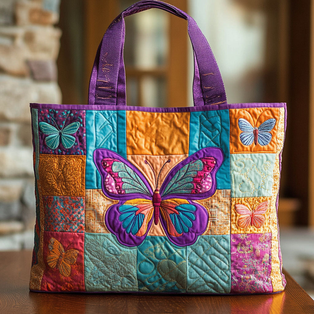 Bolso Tote Acolchado Mariposa Arcoíris