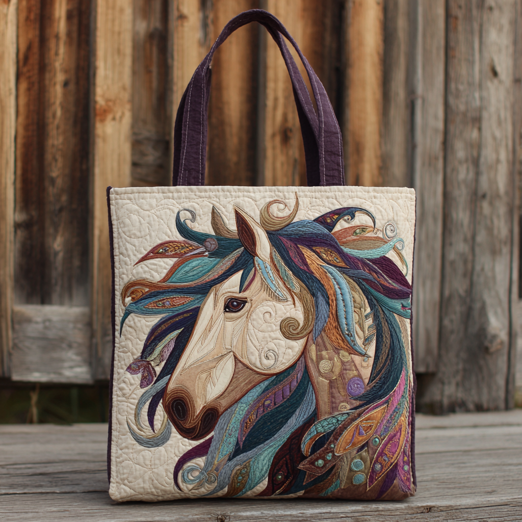 Bolsa Tote Acolchada Tribal Horse