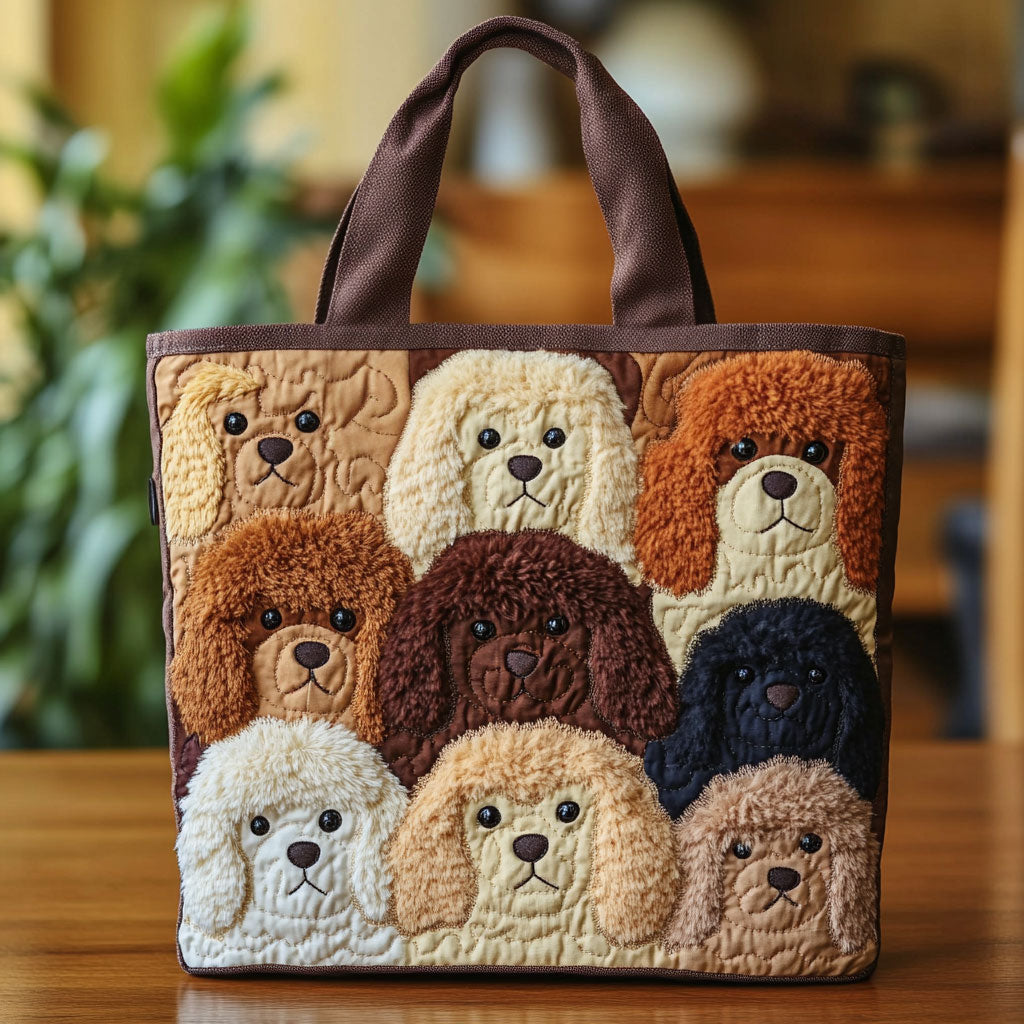 Bolsa Tote Acolchada con Encanto de Poodle