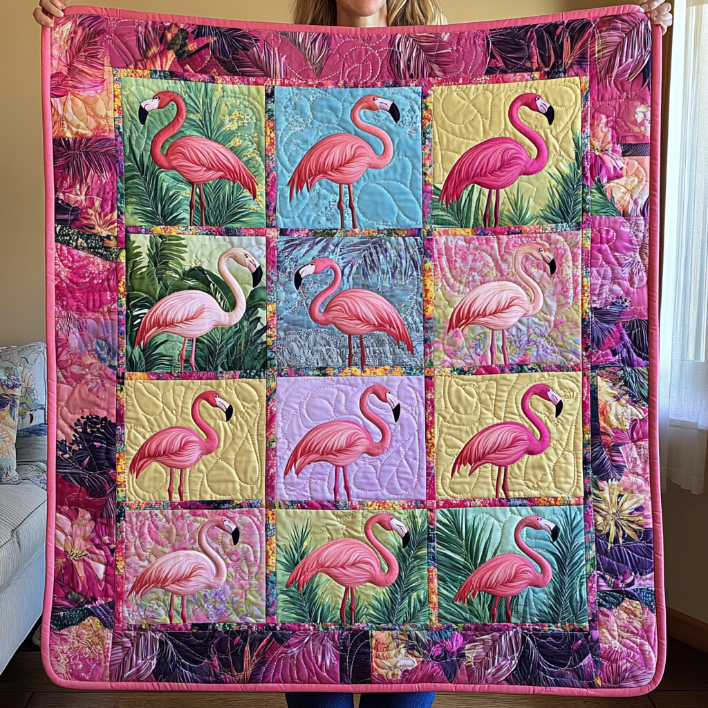 Manta Acolchada de Flamenco Adorable