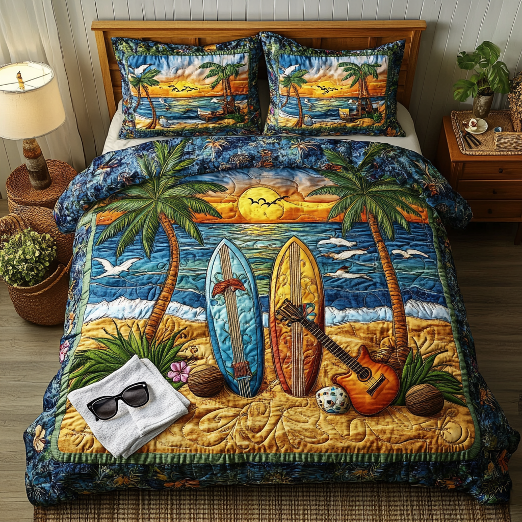 Juego de Ropa de Cama Acolchado de 3 Piezas Aventura Surfboard