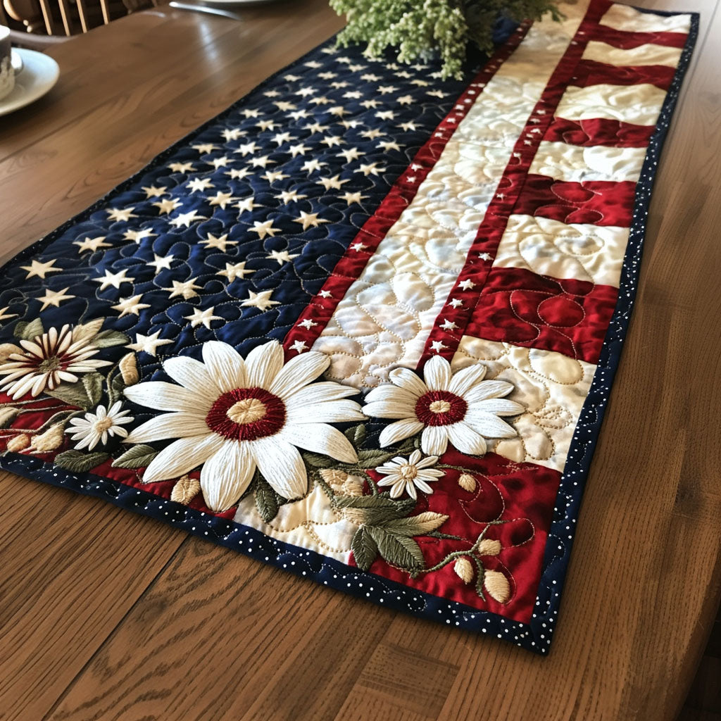 Elegante Camino de Mesa Acolchado Americana