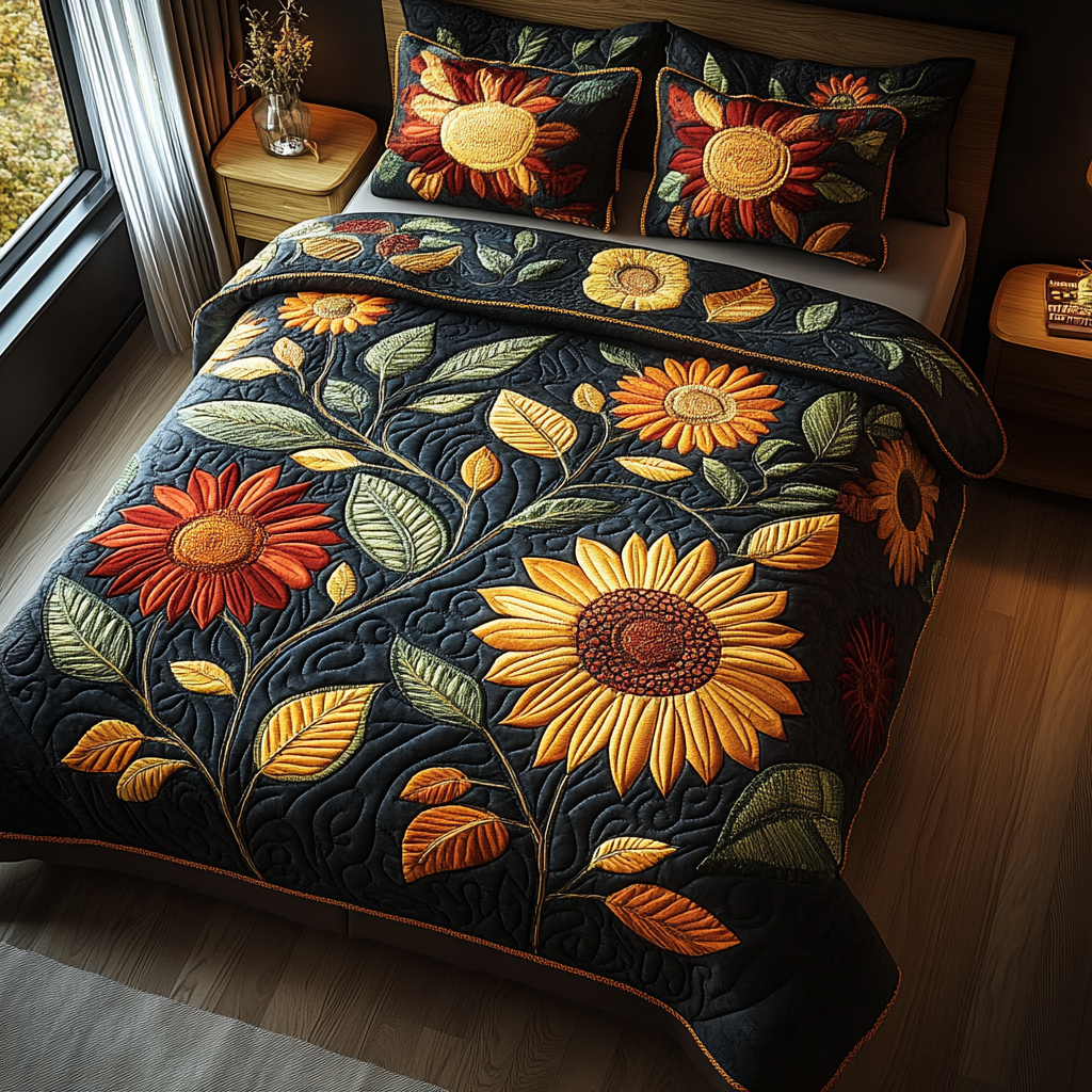 Juego de Ropa de Cama Acolchada de 3 Piezas Amber Glow