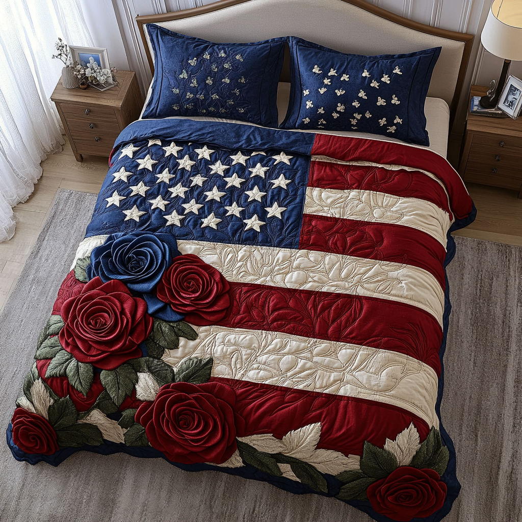 Juego de Ropa de Cama Acolchado Americana de 3 Piezas