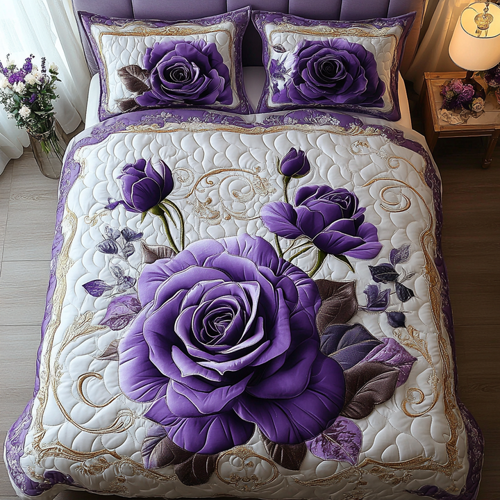 Juego de Ropa de Cama Acolchado de 3 Piezas Amethyst Bloom
