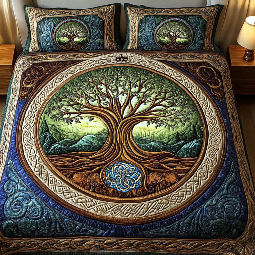 Juego de Ropa de Cama Acolchada de 3 Piezas Antiguo