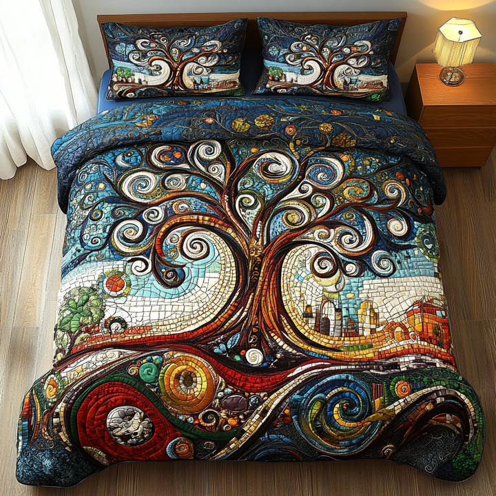 Juego de Ropa de Cama Acolchada de Sabiduría Antigua de 3 Piezas