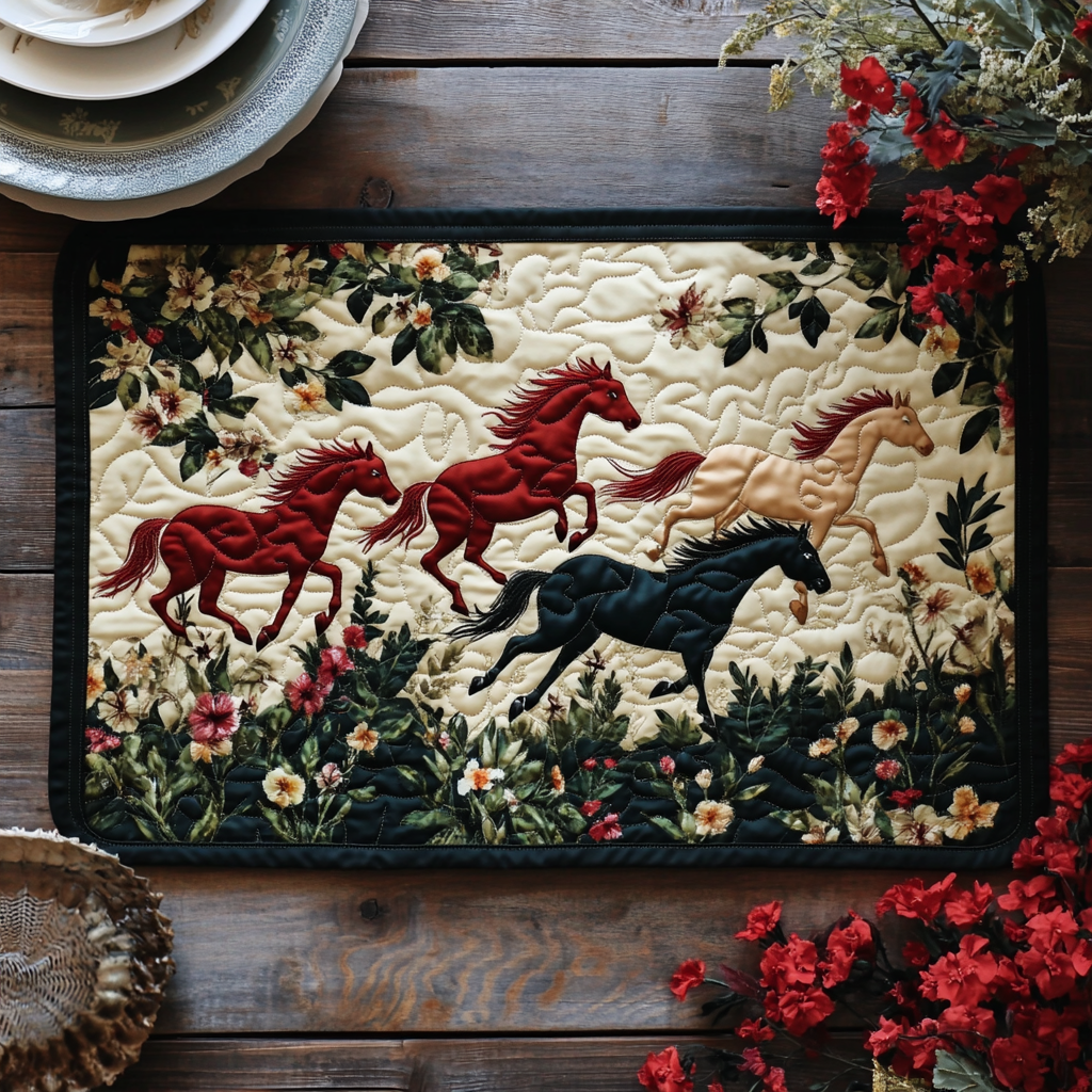 Mantel Individual Acolchado de Caballo Corriendo Artístico