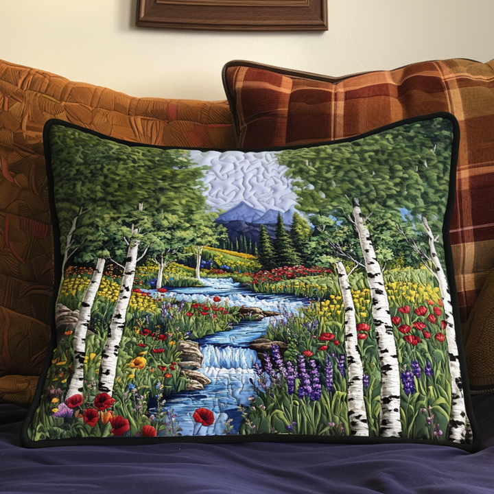 Funda de Almohada de Colcha de Flores Silvestres de Aspen