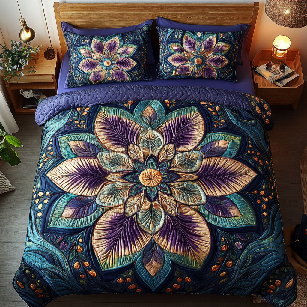 Conjunto de Ropa de Cama Acolchado Elegancia Aurora de 3 Piezas