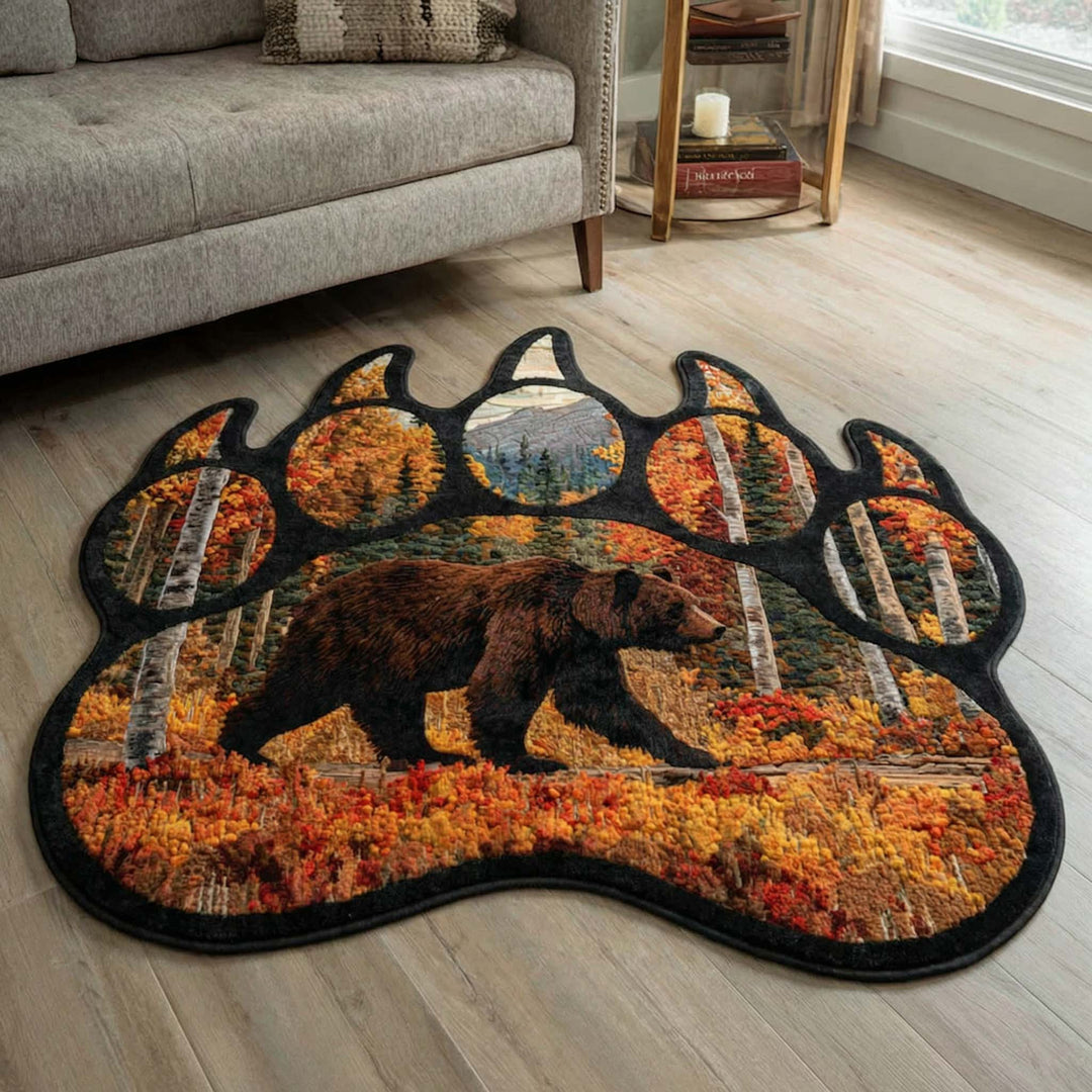 Alfombra de Área en Forma Personalizada Oso de Otoño