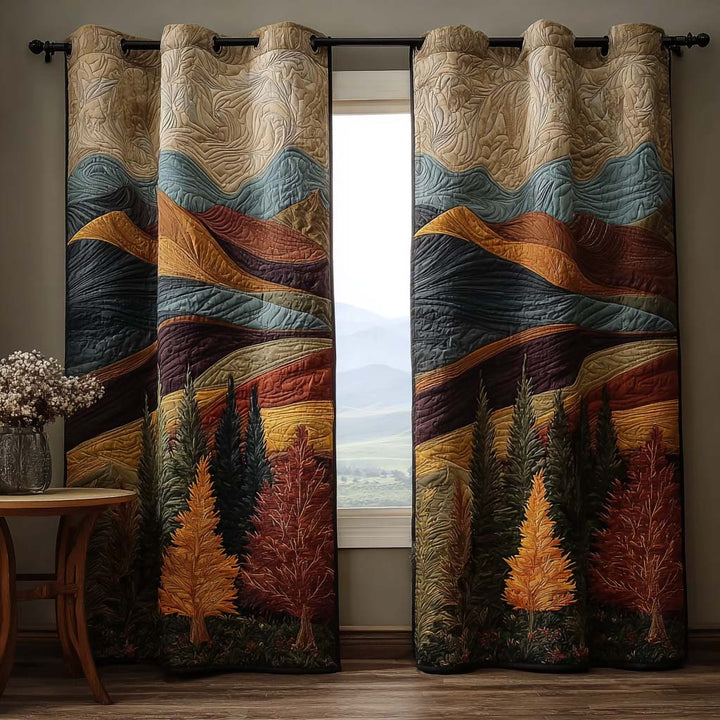 Cortinas Acolchadas de Pino de Montaña en Otoño