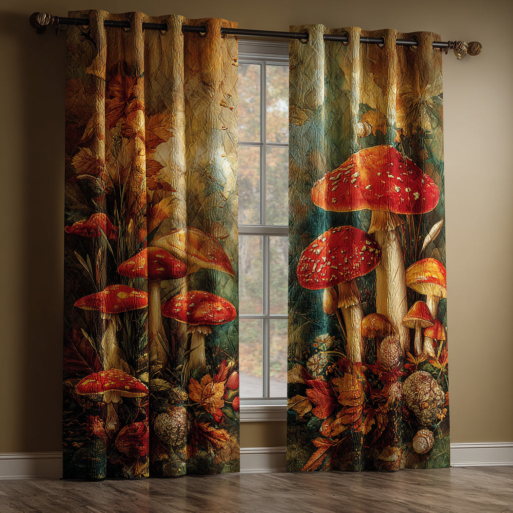 Cortinas Acolchadas del Bosque de Hongos de Otoño