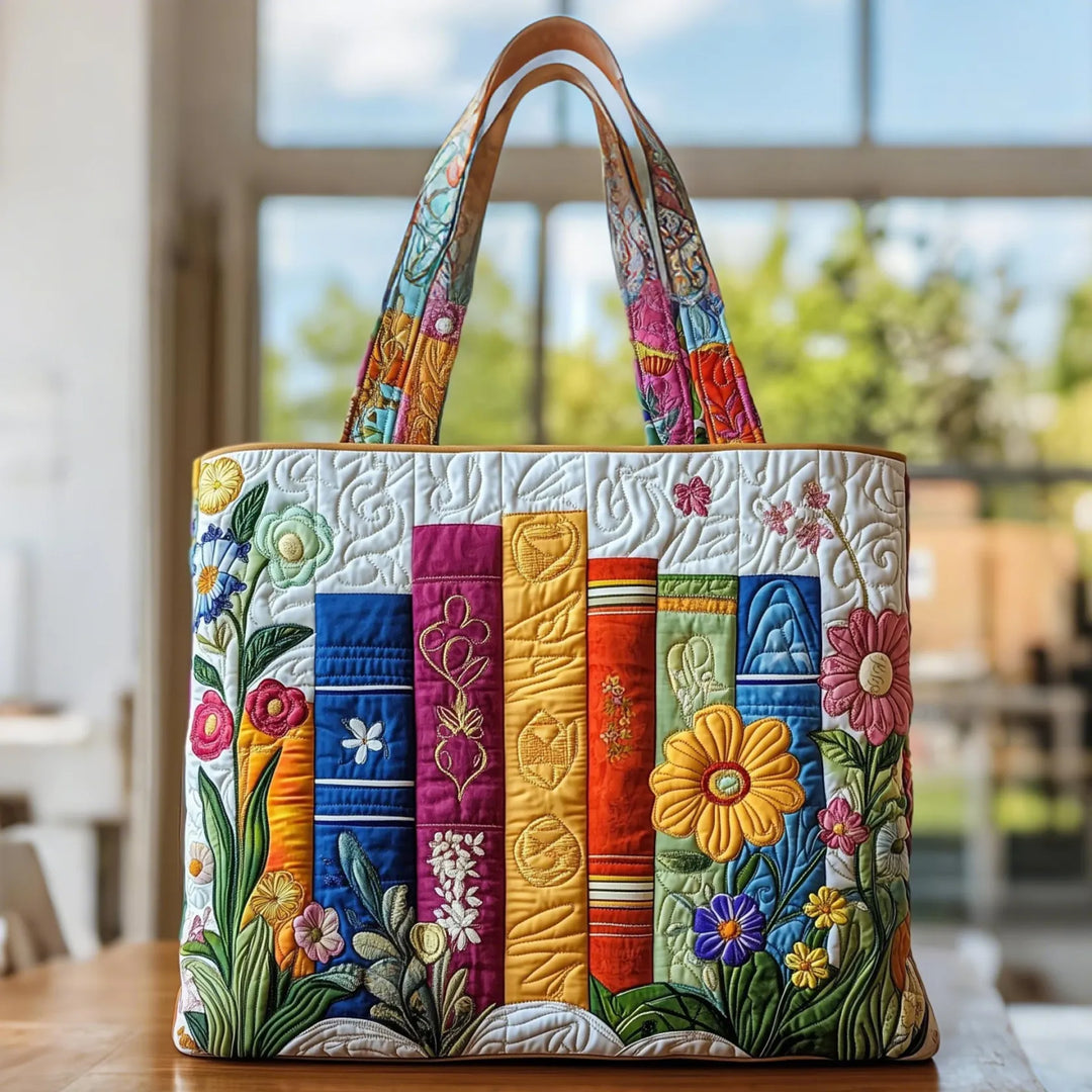 Bolsa Tote Acolchada - Biblioteca Floral