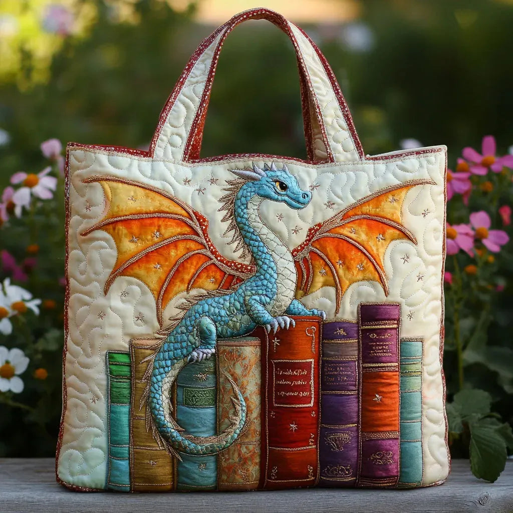 Bolsa Tote Acolchada - Guardián de Libros Dragón Esmeralda