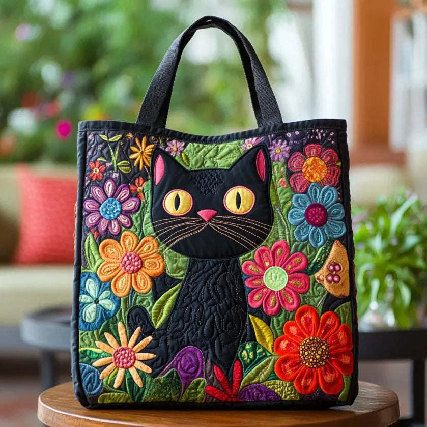 Bolsa Tote Acolchada - Gato Negro Encantado