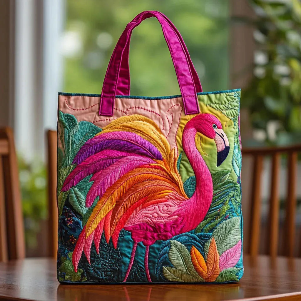 Bolsa Tote Acolchada - Flamenco Arcoíris