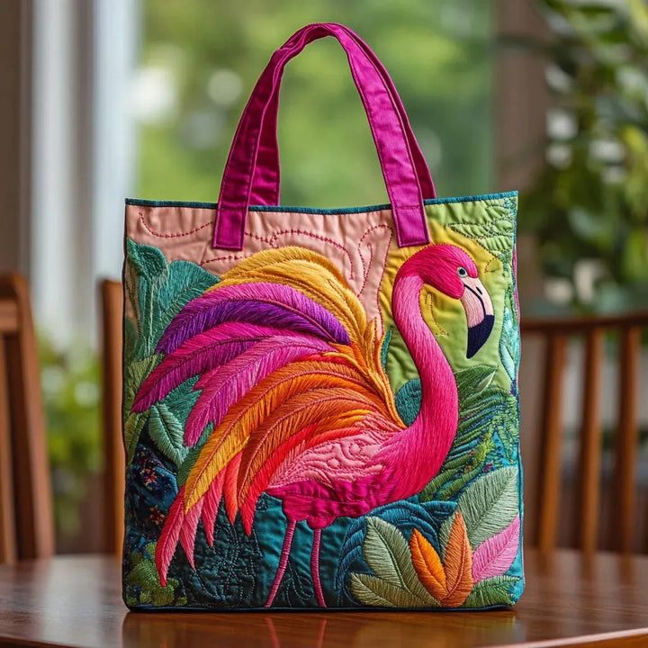 Bolsa Tote Acolchada - Flamenco Arcoíris