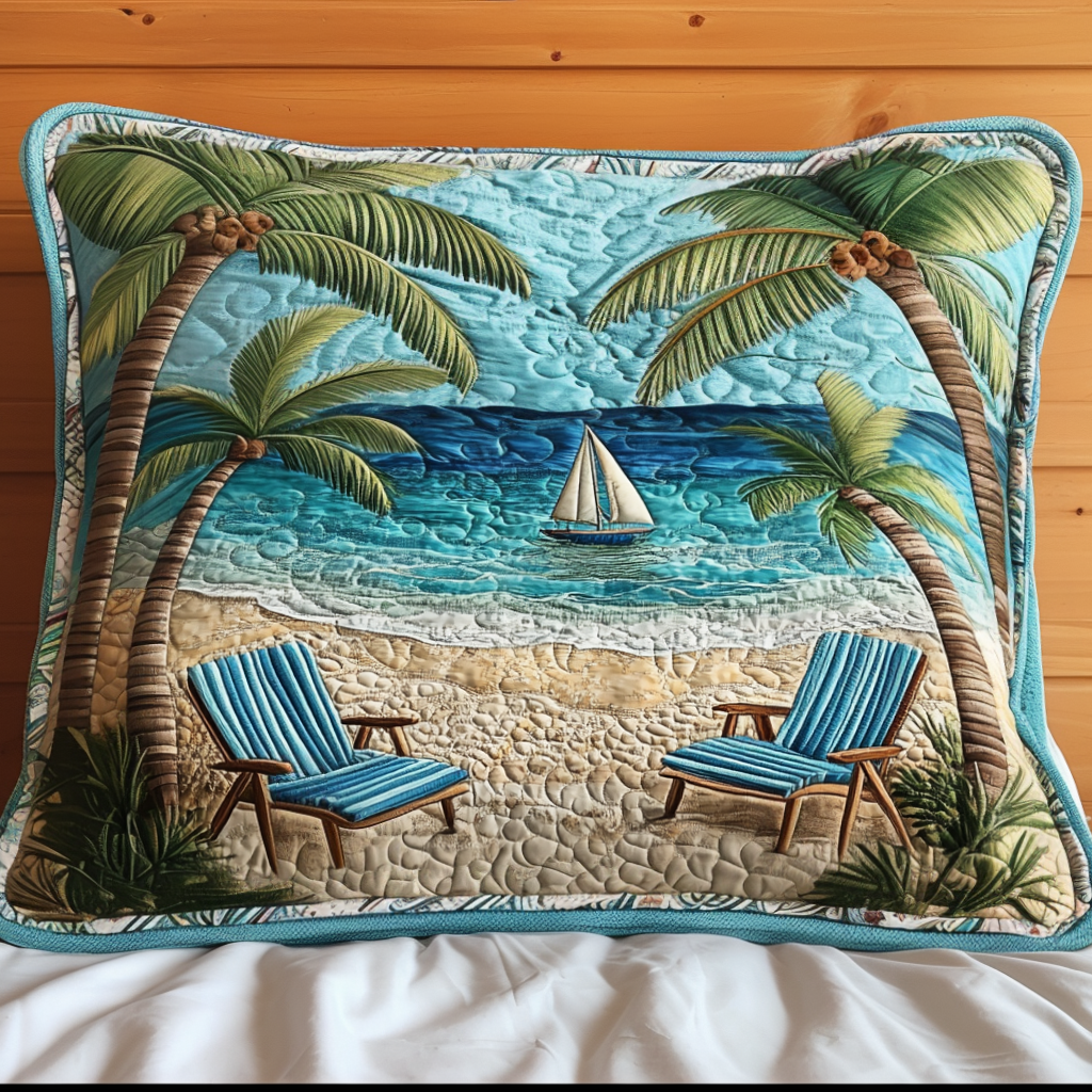 Funda de Almohada de Ropa de Cama Acolchada Recuerdos de Playa