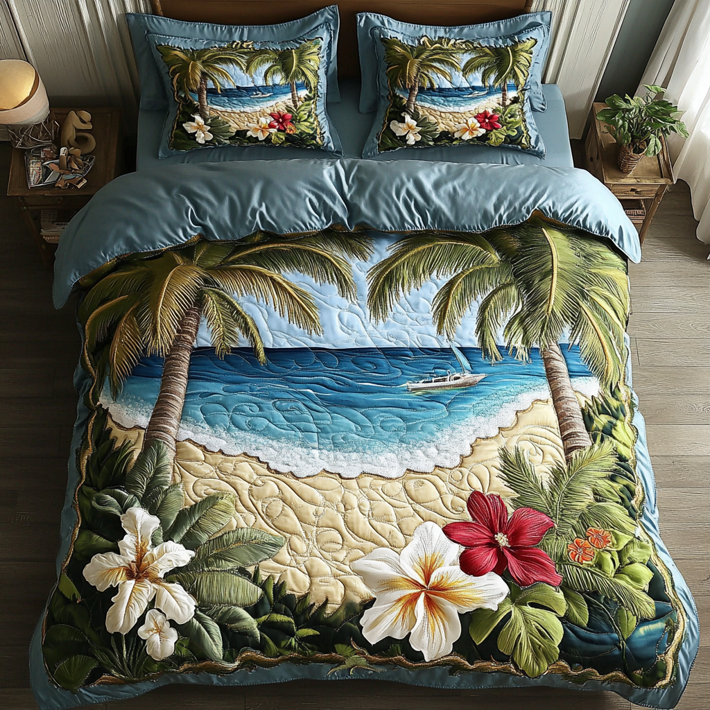 Juego de Ropa de Cama Acolchado de 3 Piezas Frente a la Playa