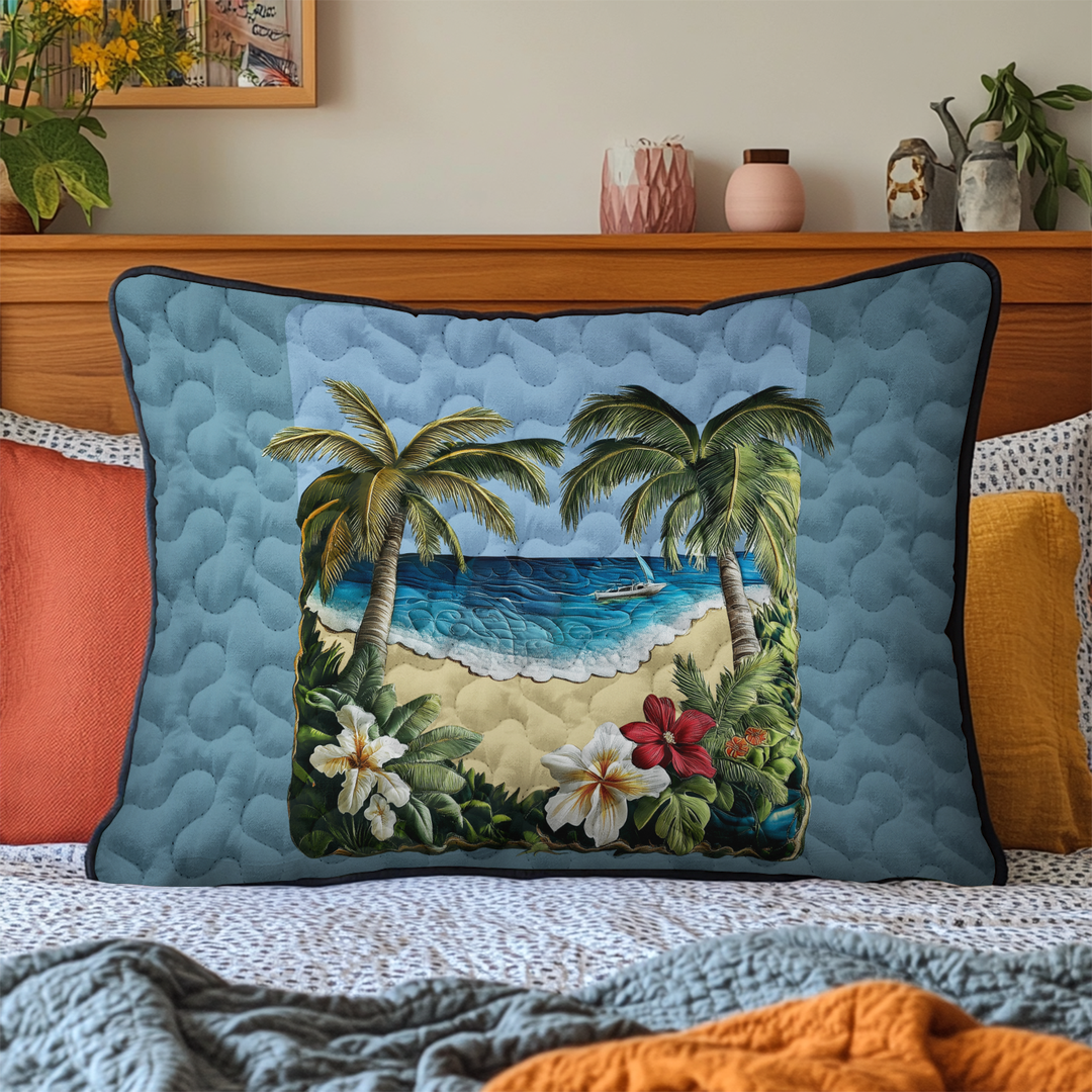 Funda de Almohada de Ropa de Cama Acolchada Frente a la Playa