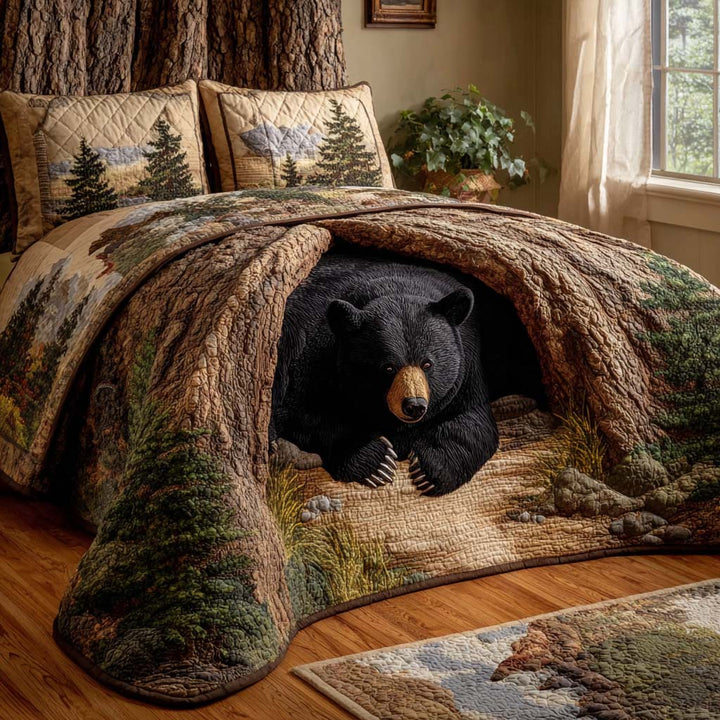 Juego de Ropa de Cama Acolchada de 3 Piezas Bear Retreat