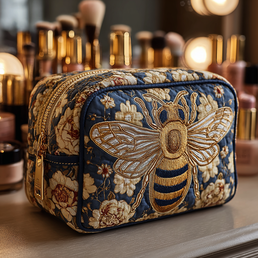 Bolso de Maquillaje Acolchado con Encanto de Abeja