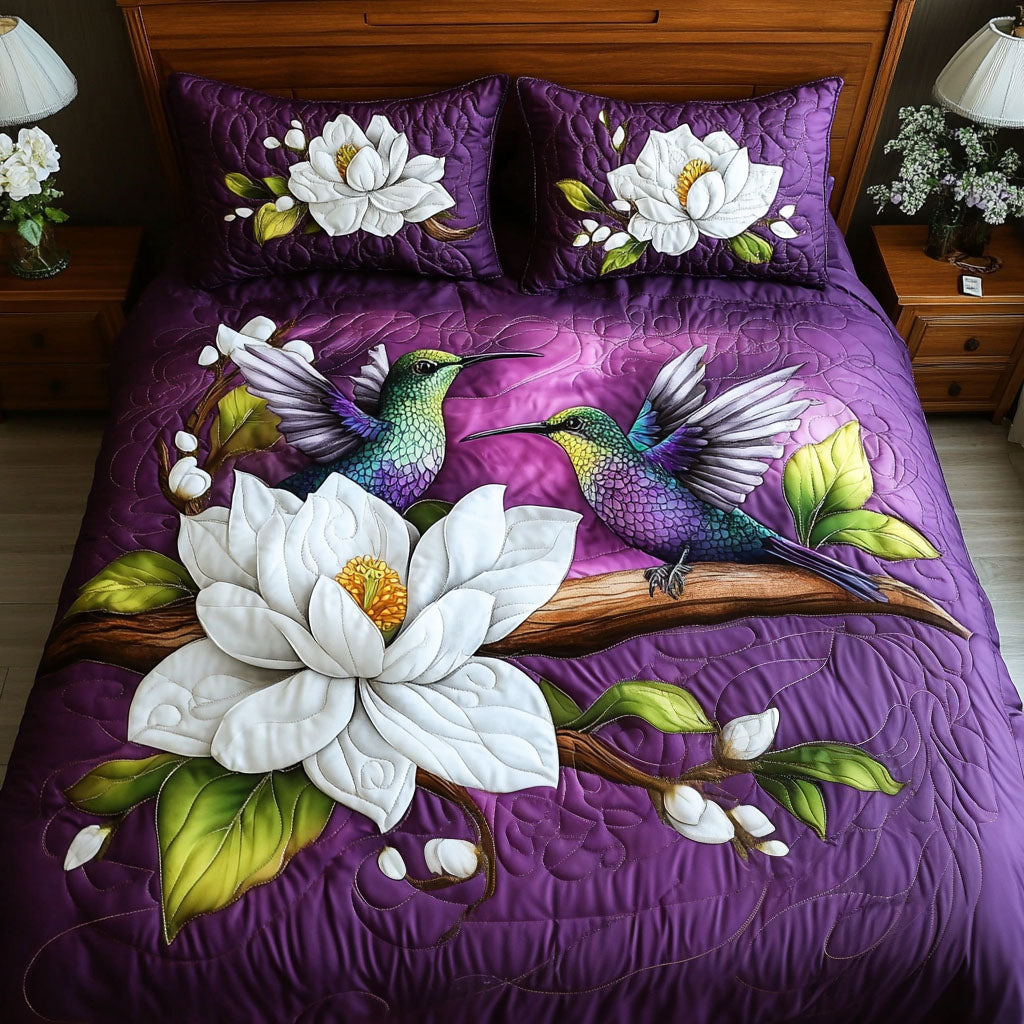 Conjunto de Ropa de Cama Acolchado de 3 Piezas Hummingbird